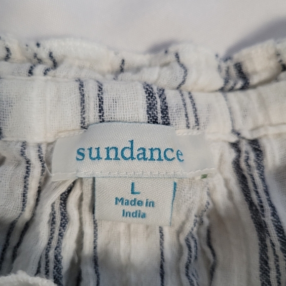 Sundance Quiet Allure Off Shoulder Eyelet Tassels Boho 3/4 Sleeve Top Size L - Picture 6 of 8